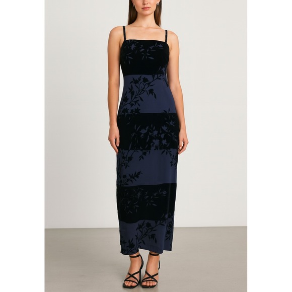 Ever Beauty Dresses & Skirts - Vtg 90s Dark Romantic Dress Womens 12 Blue Velvet Burnout Cocktail Ethereal Goth